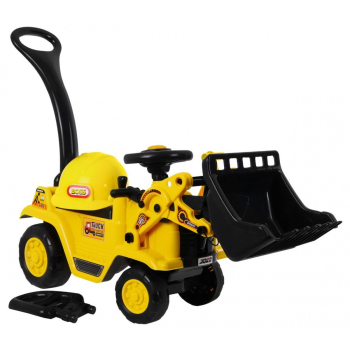 Pchaczyk Jeździk Spychacz dla dzieci + Ruchoma łyżka + Klakson + Schowek Nocnik + Kask